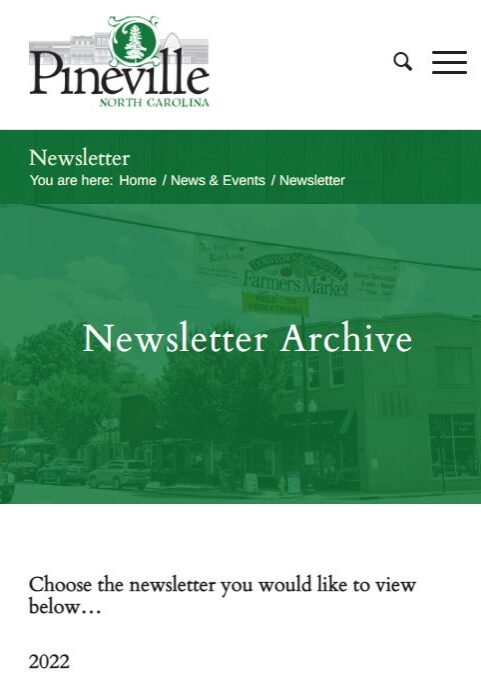 Sign up for Pineville's Newsletter.